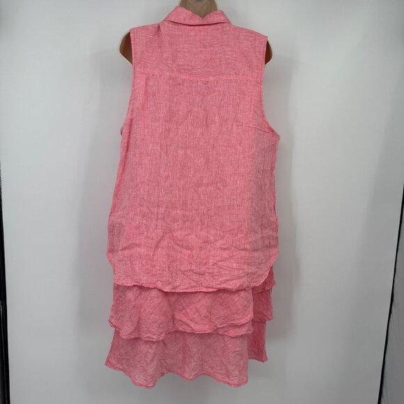 Finley Jasmine Sleeveless Tiered Linen Dress Pink woman’s size XL dress spring s - Picture 7 of 15